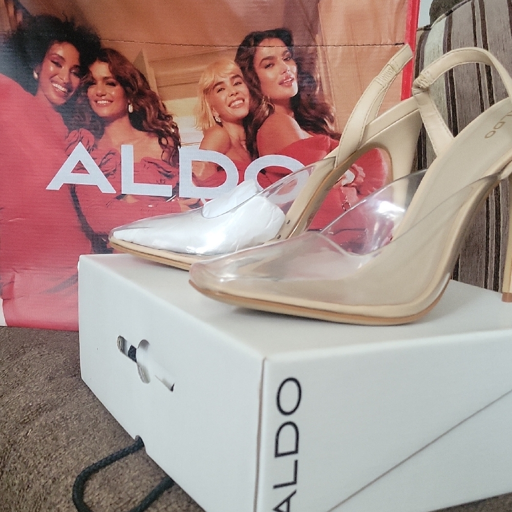 ALDO Women's Clear and Tan Heels